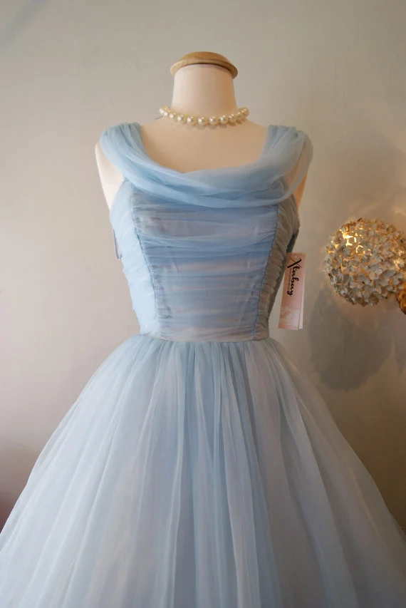 Robe de soirée vintage Robe de bal des années 1950 Robe de soirée Robe de soirée bleue vintage Robe de bal vintage SSD010
