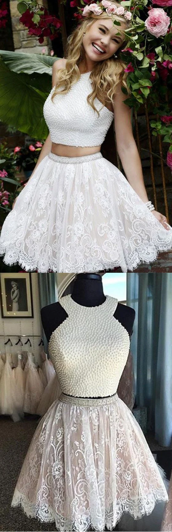 Robe de soirée deux pièces, robe formelle courte, robe de remise de diplôme, robes de bal courtes, SSD008