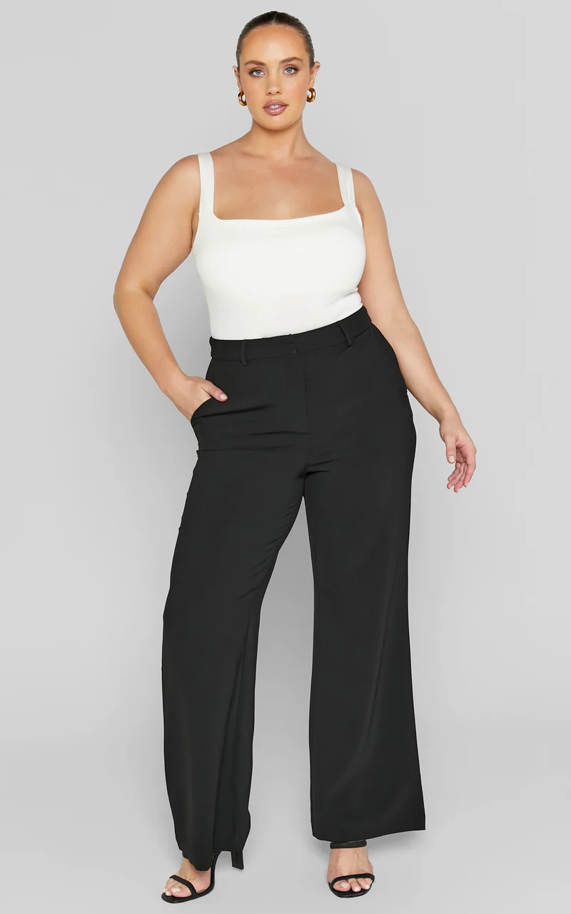 Bonnie Pants - High Waisted Tailored Wide Leg Pants in Black
