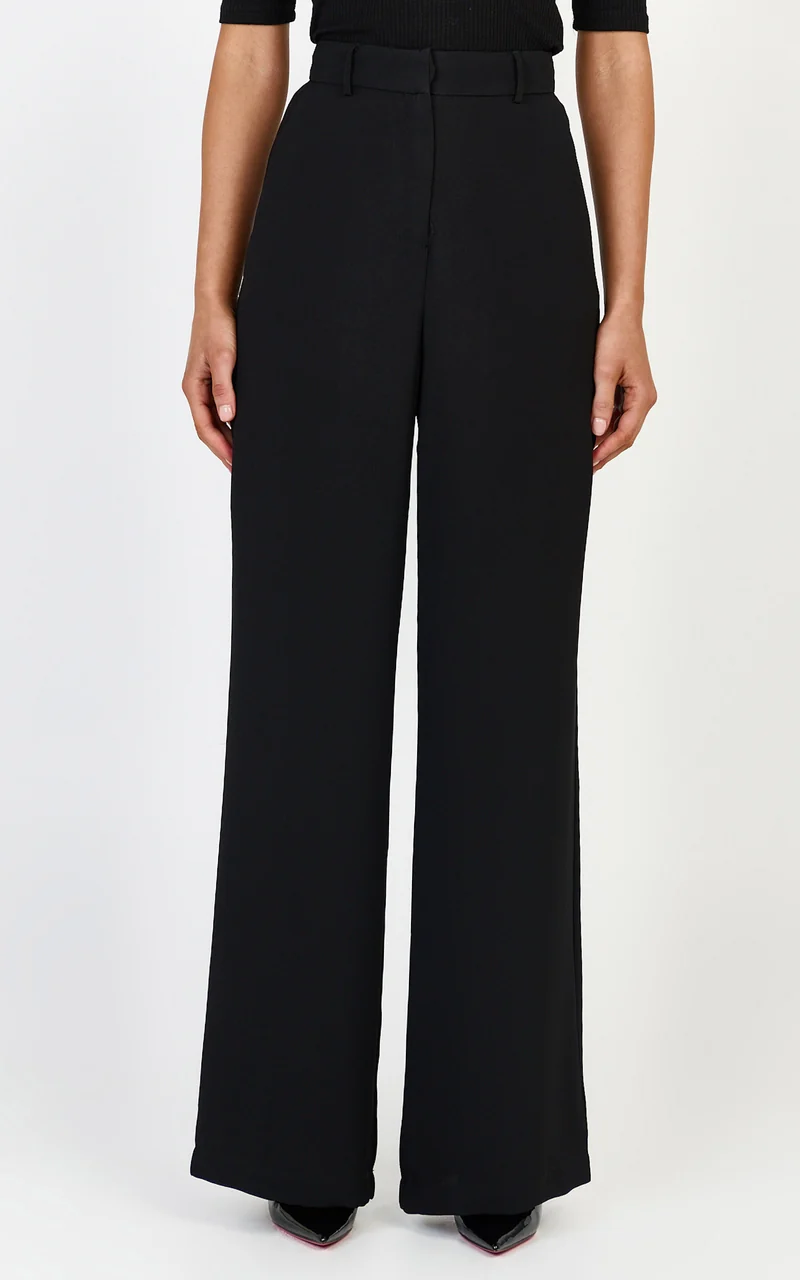Bonnie Pants - High Waisted Tailored Wide Leg Pants in Black