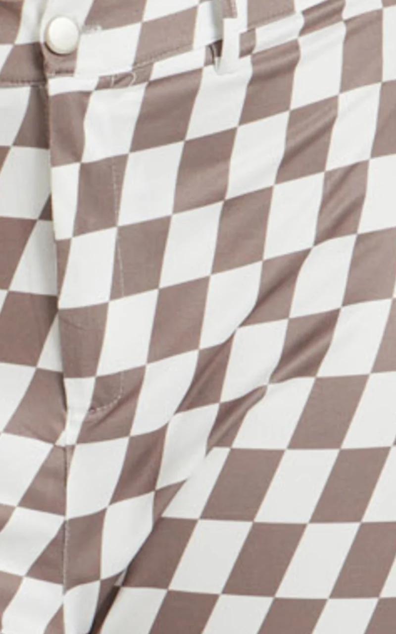 Lenny Pants - Mid Rise Pants in Brown check