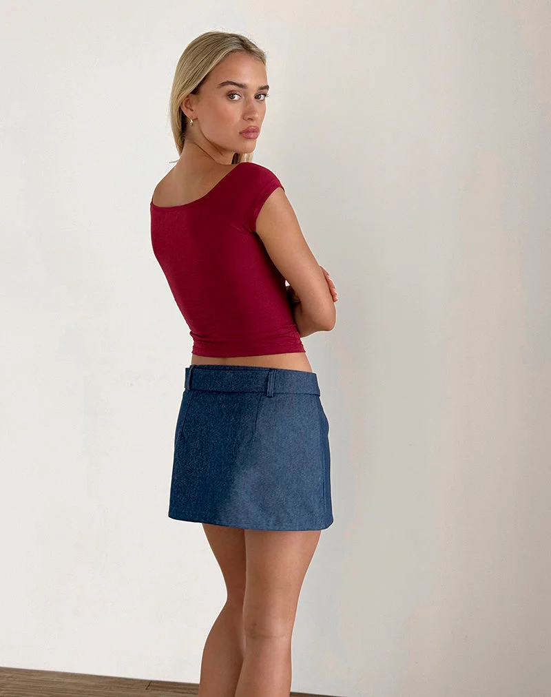Jupe ceinturée Marine, Denim Chambray Indigo