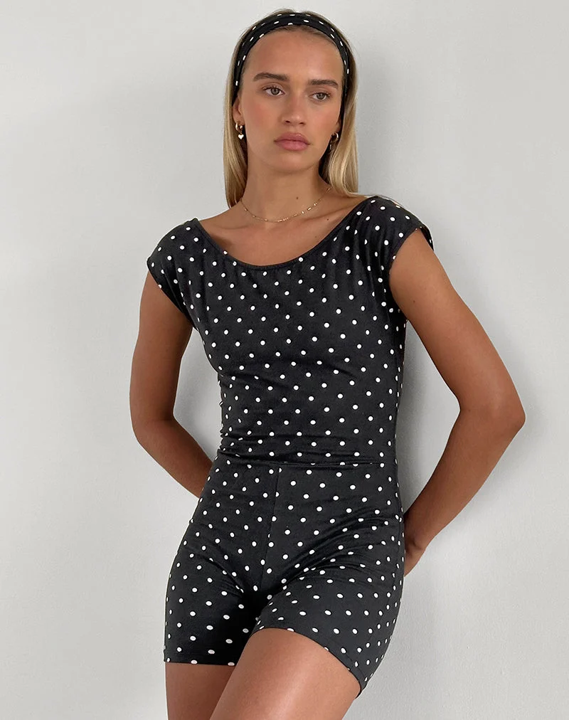 Combinaison dos nu Meredith, noir polka