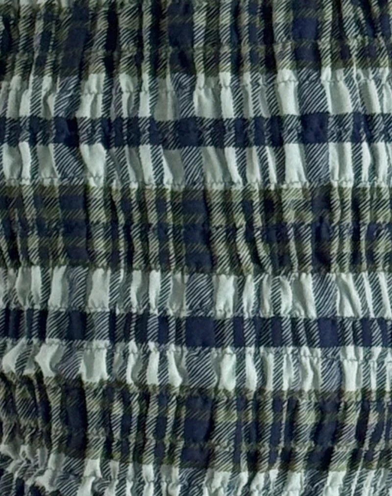 Takayi Mini robe en lin à carreaux monochromes vert