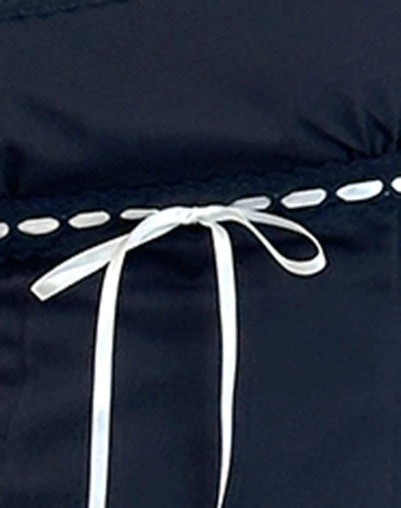 Karisa Cami Top in Navy with White Binding (Camisole Karisa en bleu marine avec bordure blanche)