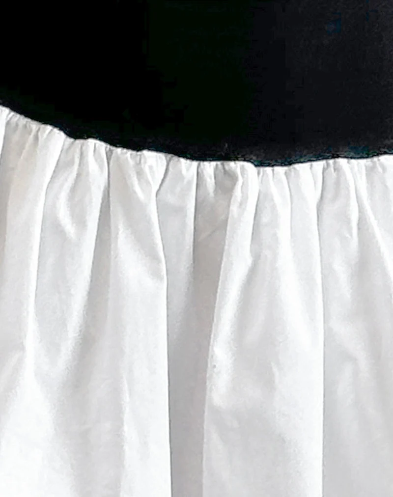 Mini robe bouffante Salvia en noir et blanc