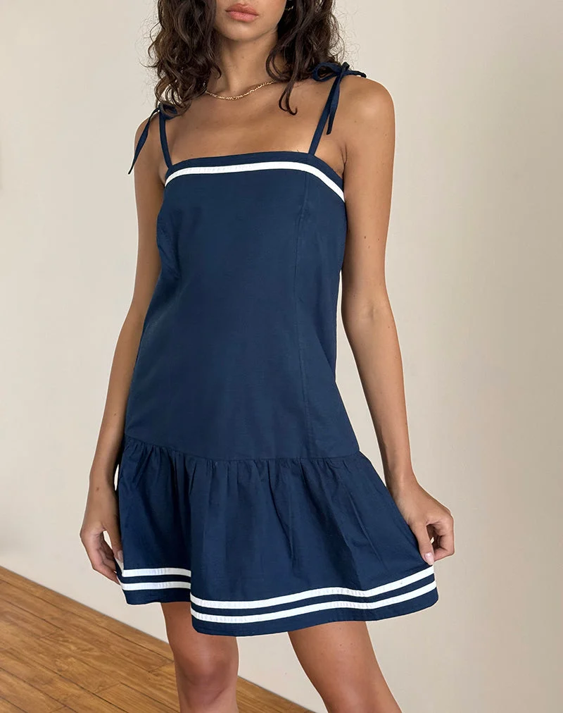 Rodha Cami Mini Robe en Popeline Navy