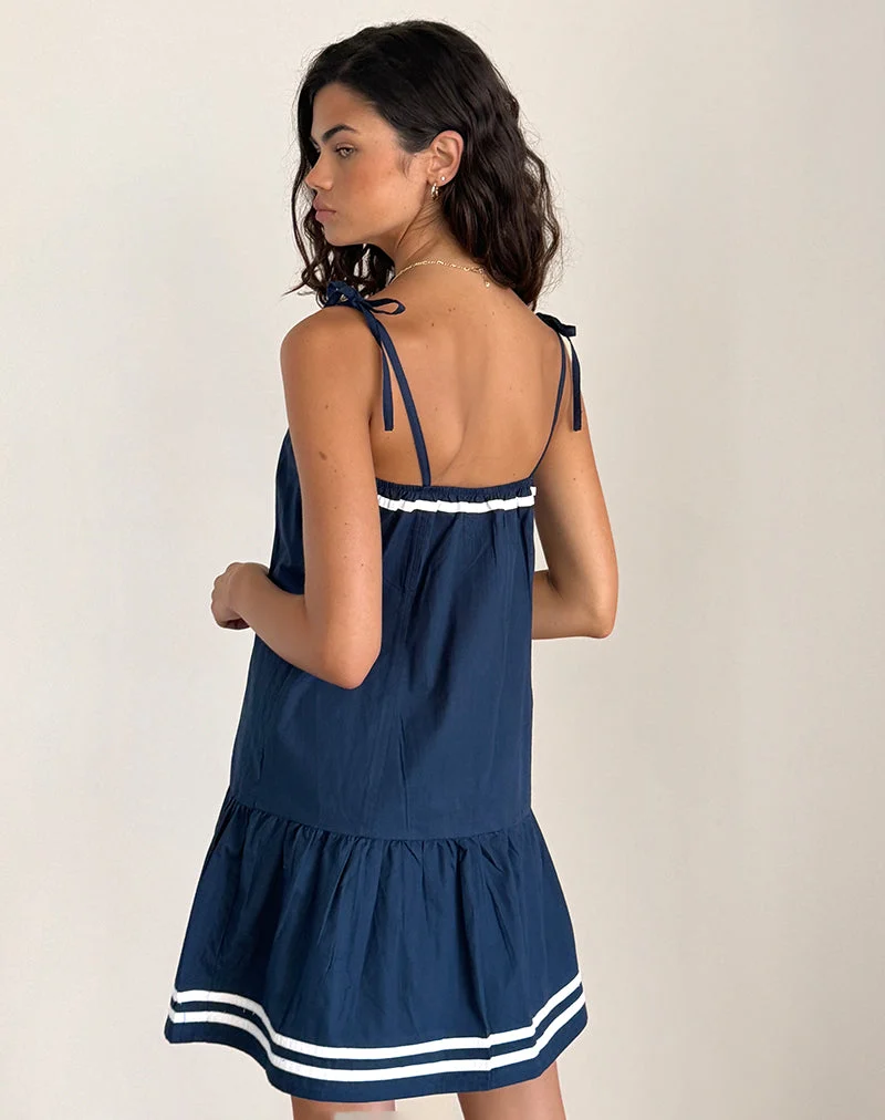 Rodha Cami Mini Robe en Popeline Navy