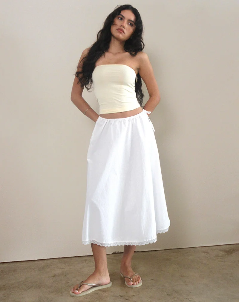 Jupe midi Taka en popeline blanche