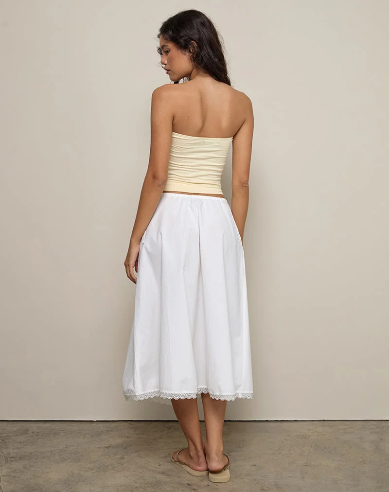 Jupe midi Taka en popeline blanche