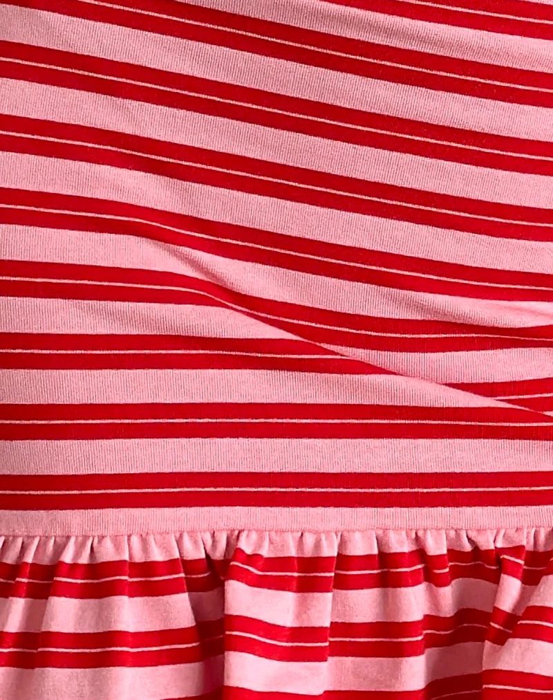 Mini robe en jersey à rayures rose et rouge de Tav