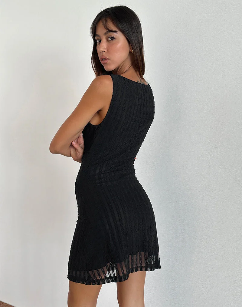 Mini robe Zerrin en dentelle texturée noire