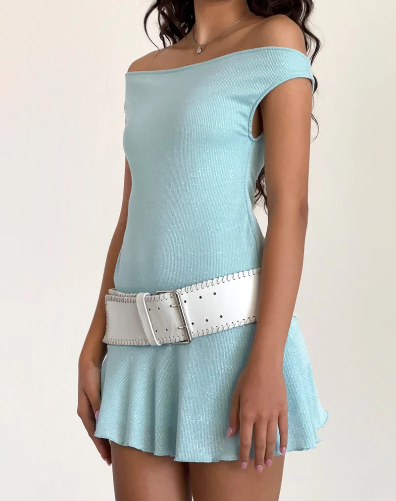 Mini robe Cynthia en côtes chatoyantes bleu clair