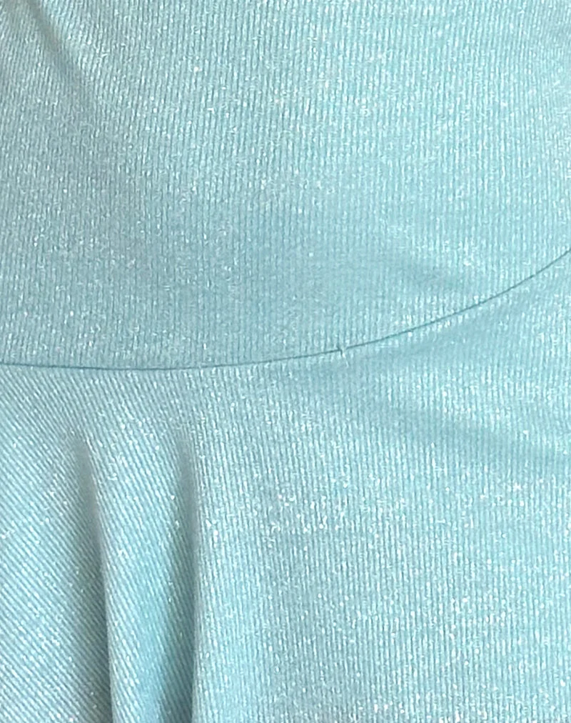 Mini robe Cynthia en côtes chatoyantes bleu clair