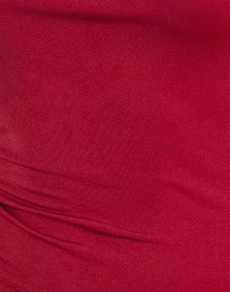 Charley Rosette Top en Lycra Slinky Red