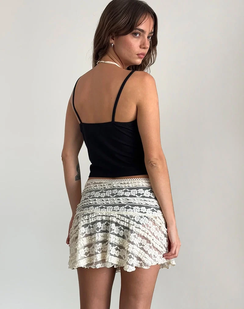 Minijupe non doublée Ragna, dentelle ivoire