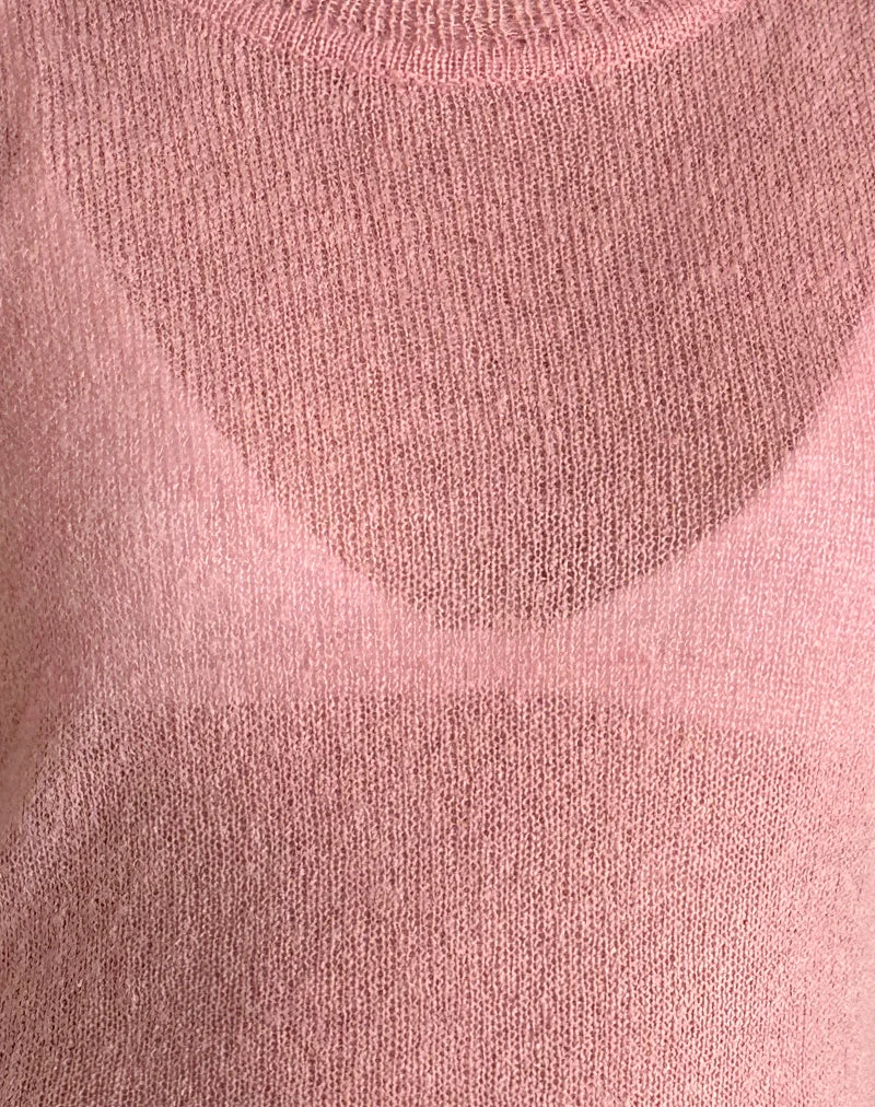 Débardeur Salisha en maille transparente rose