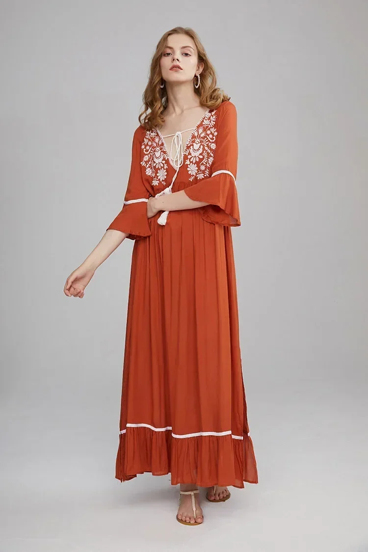 Robe Boheme Longue Terracotta
