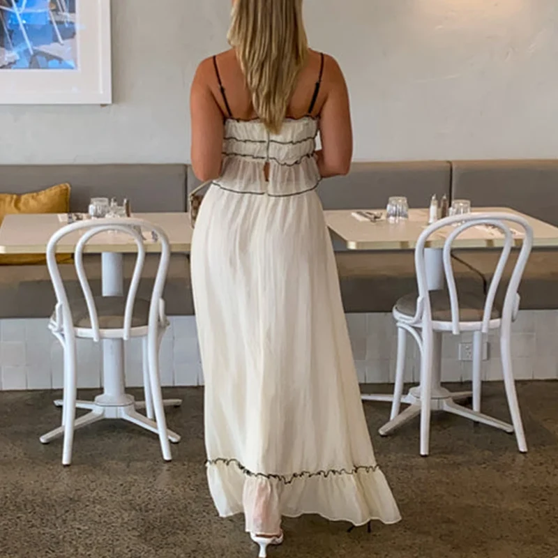 Ensemble jupe longue et top bleu