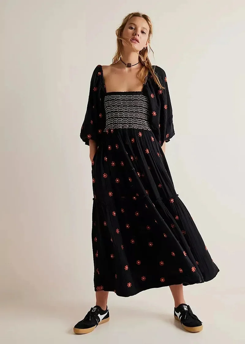 Robe en coton vintage noire