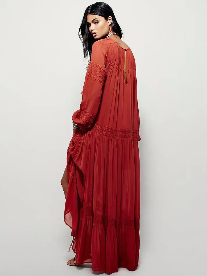 Robe hippie oversize rouge