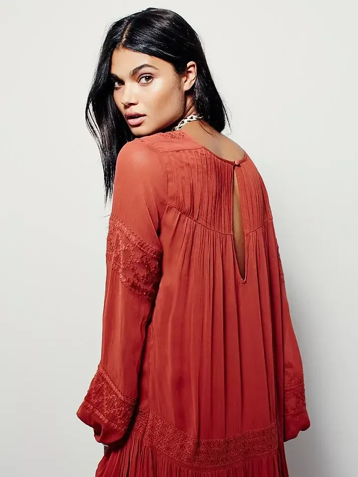Robe hippie oversize rouge