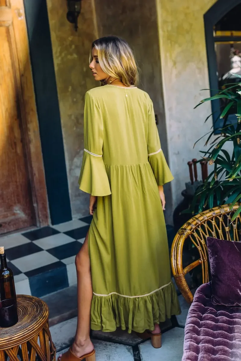Robe Boheme Longue Jaune Citron