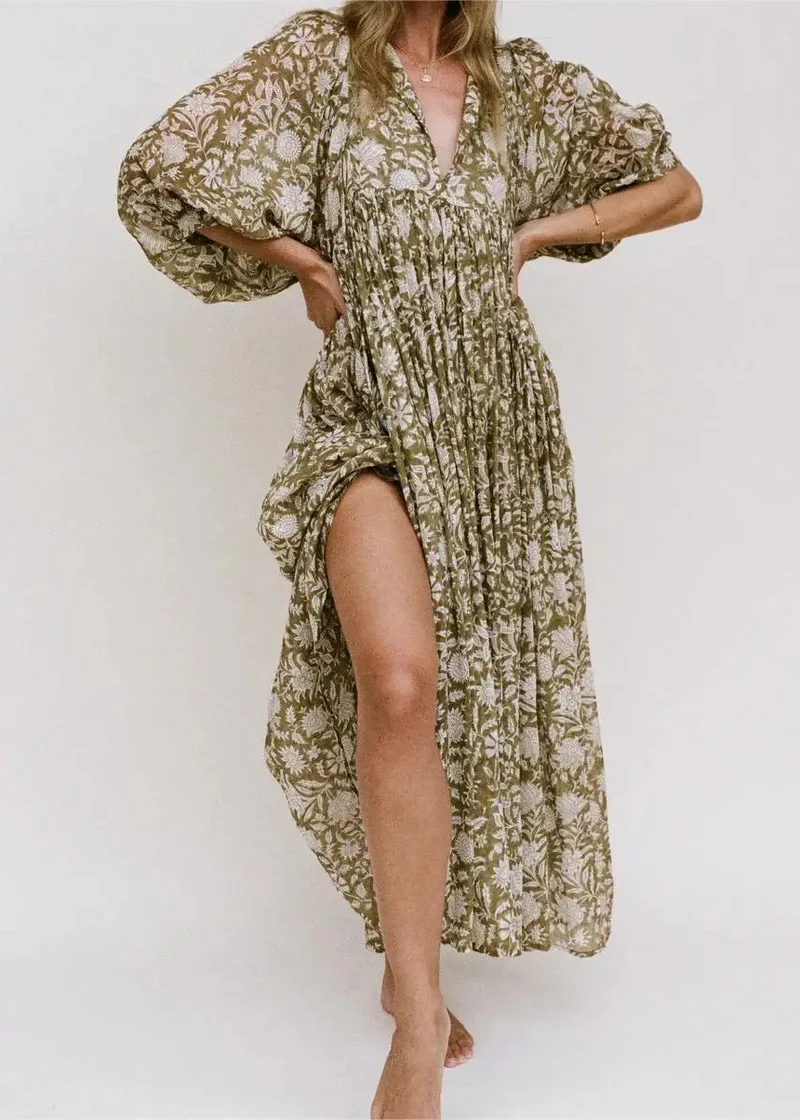Robe estivale longue verte