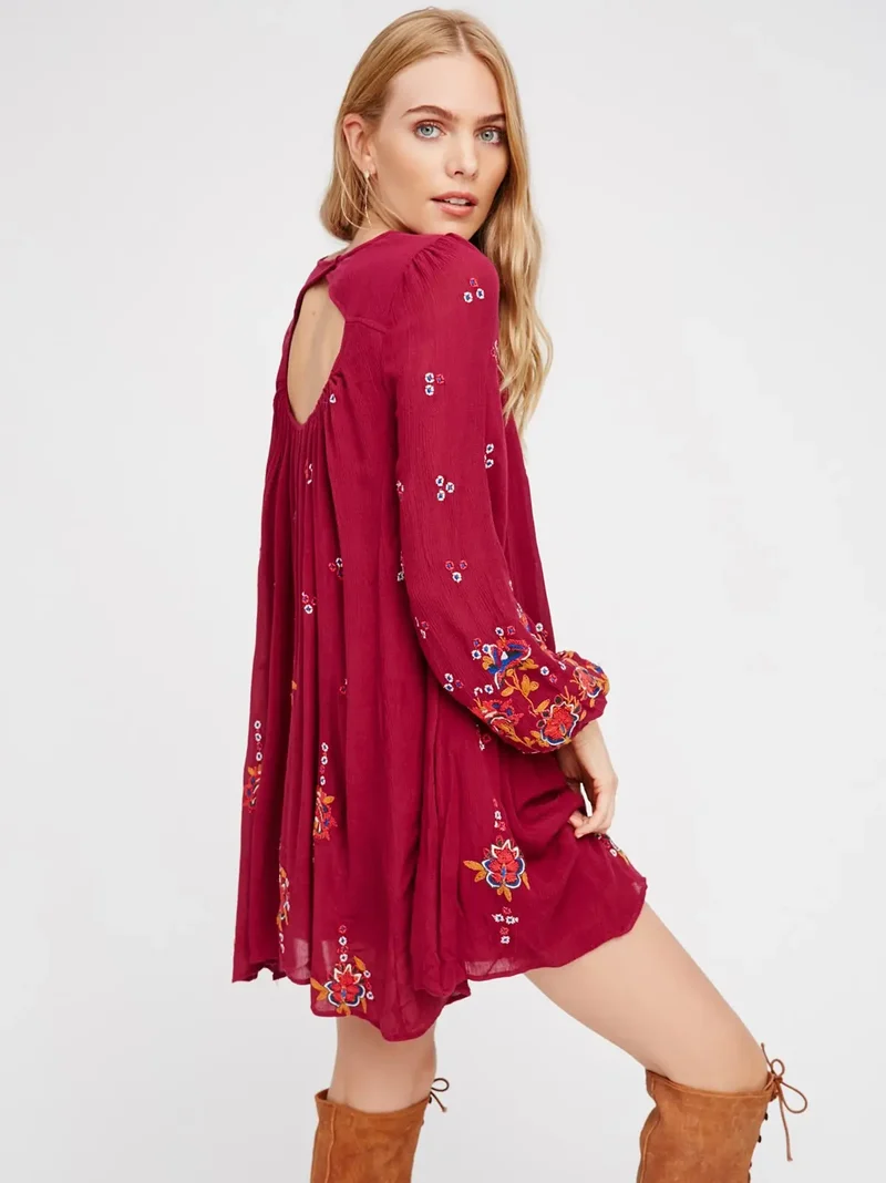 Robe coton rouge pourpre vintage