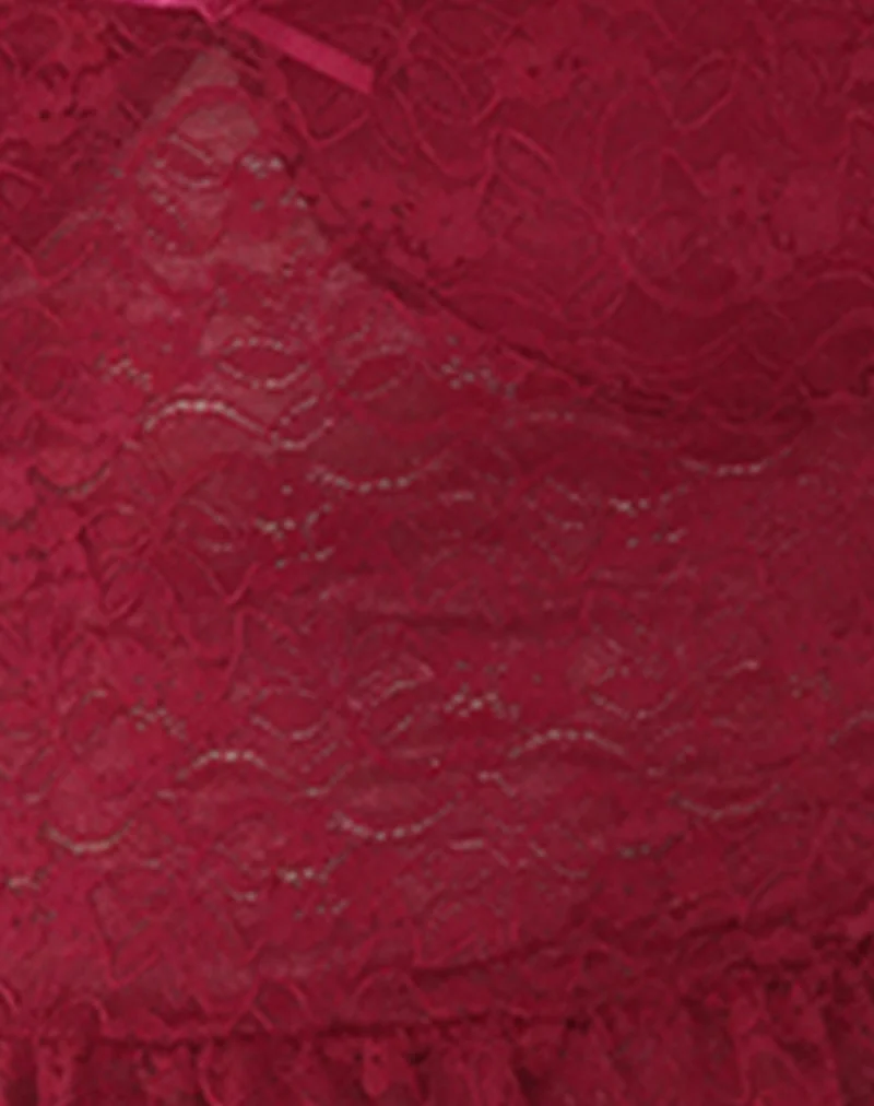 Brietta Cami Top in Deep Red Lace