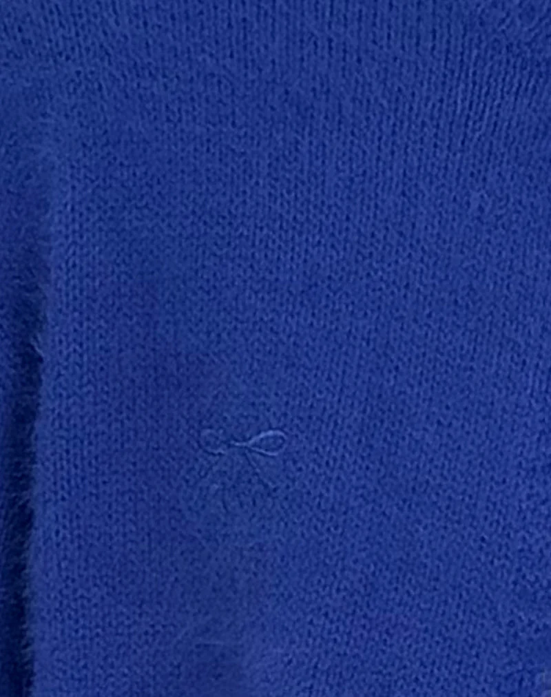 Cardigan Audrina en bleu cobalt duveteux
