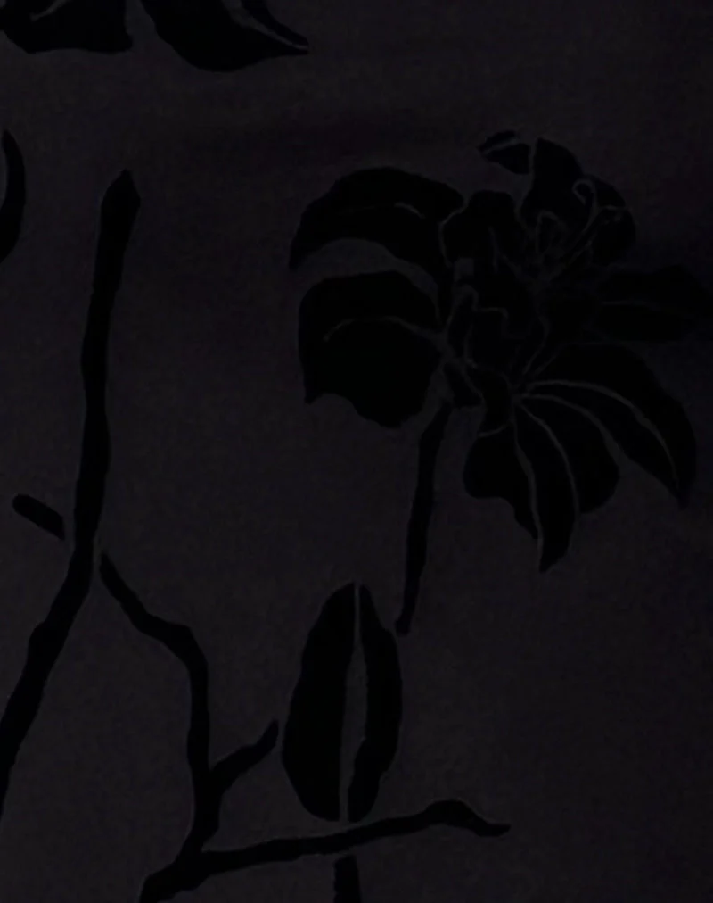 Ribka - Robe midi à encolure dégagée - Orchids Flock - Noir