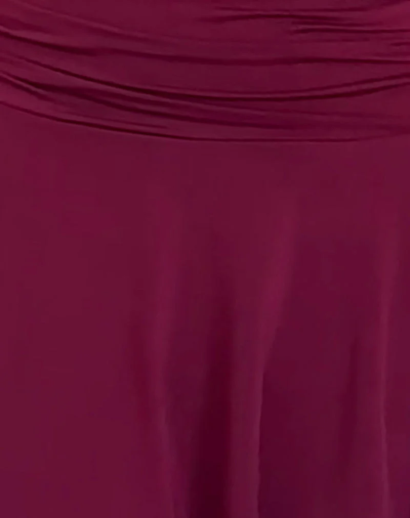 Mini robe bandeau fluide Yasmin en bourgogne
