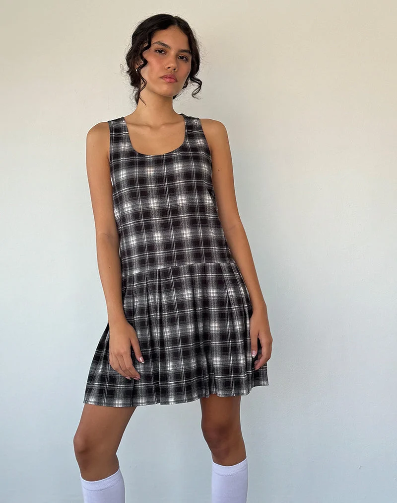 Mini robe Namaya à carreaux noirs et blancs