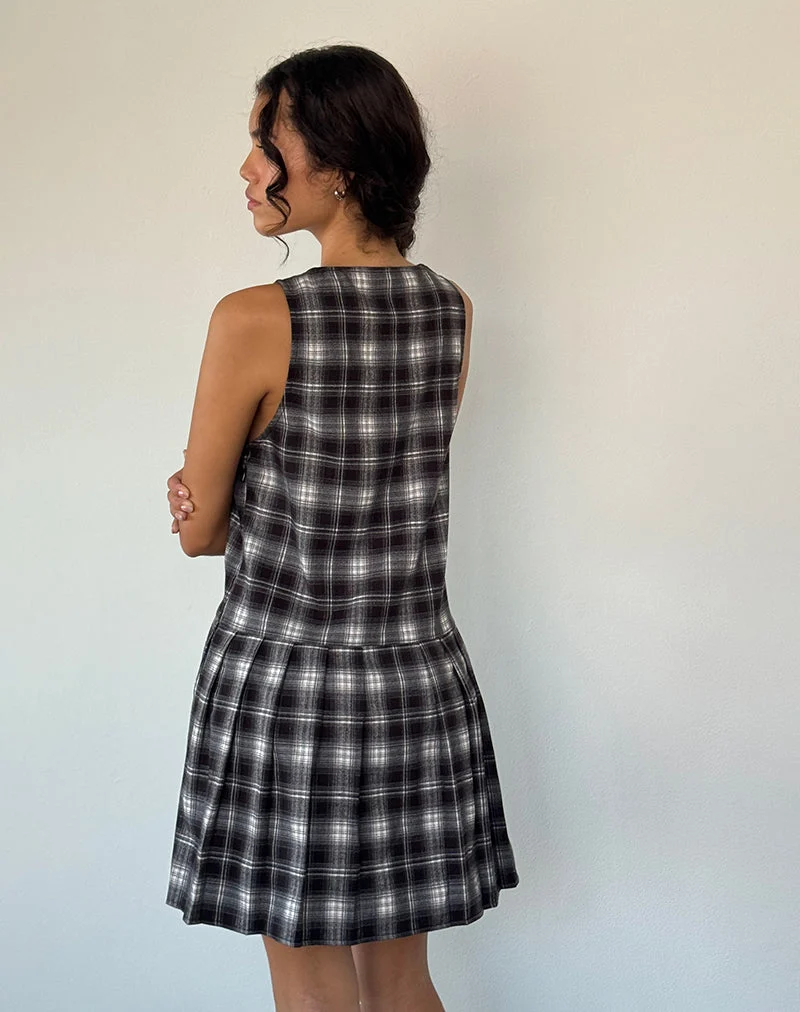 Mini robe Namaya à carreaux noirs et blancs