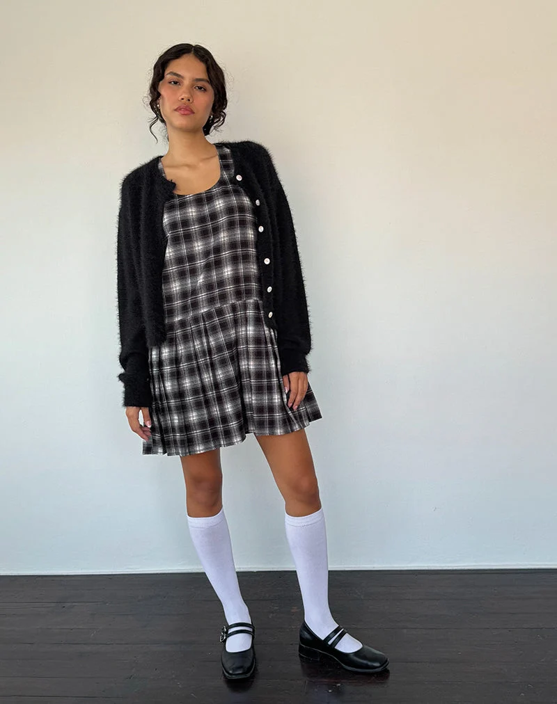 Mini robe Namaya à carreaux noirs et blancs