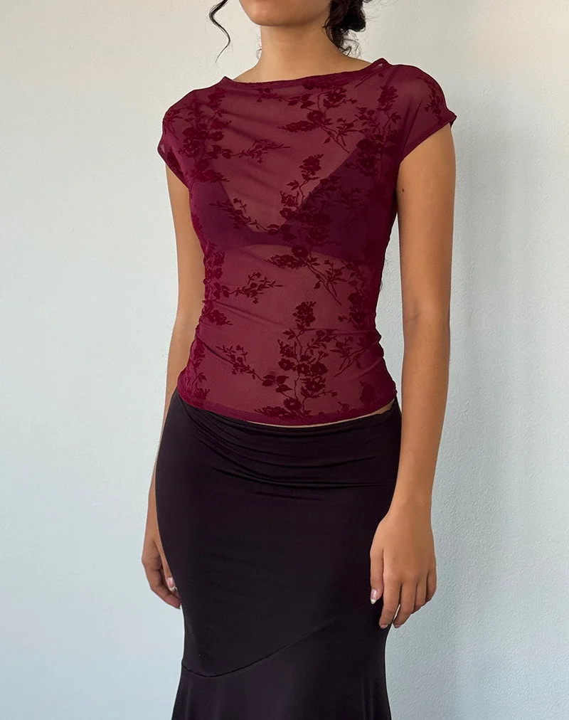 Top Nova en Botanical Flower Maroon