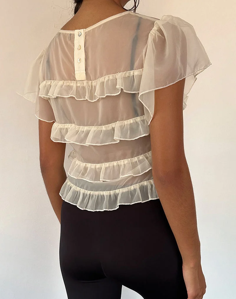Amarissa Ruffle Top in Ivory Chiffon