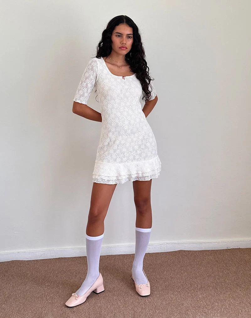 Fredrika Mini robe en dentelle ivoire