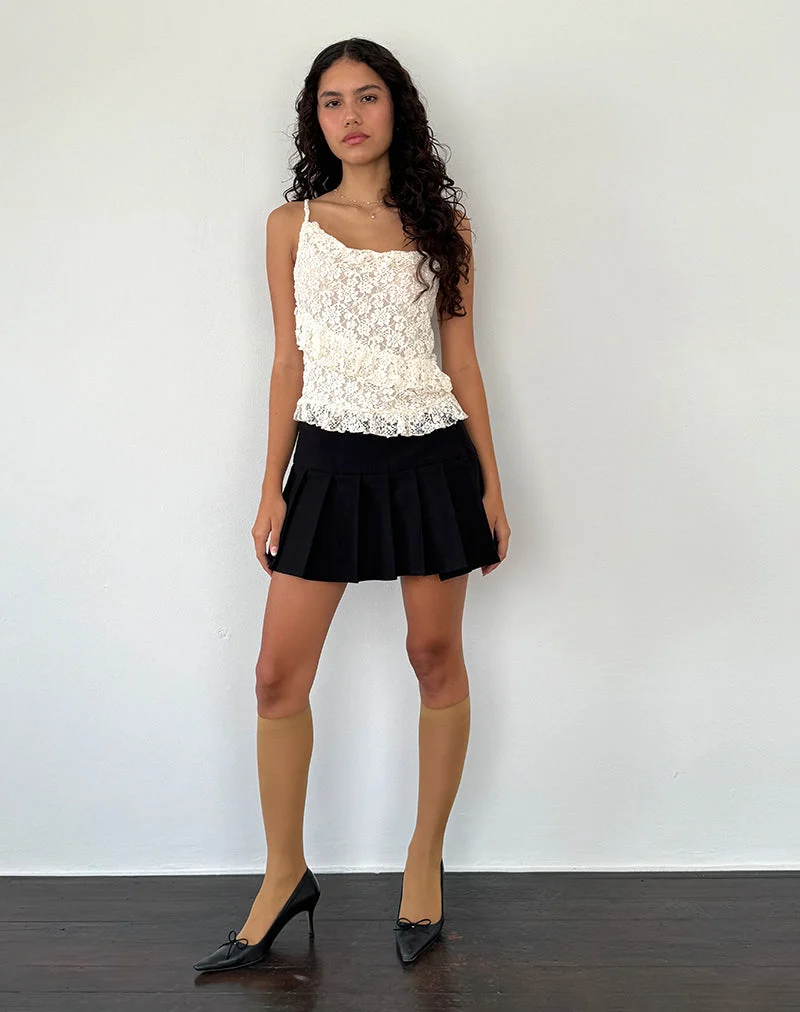 Octavia - Top cami asymétrique en dentelle ivoire
