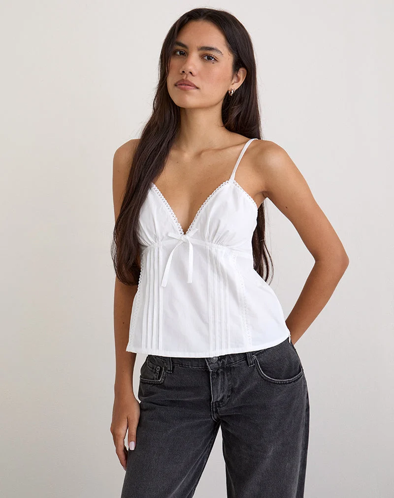 Jepuni Cami Top in White Poplin