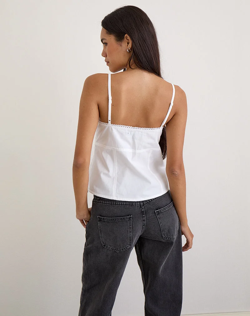 Jepuni Cami Top in White Poplin