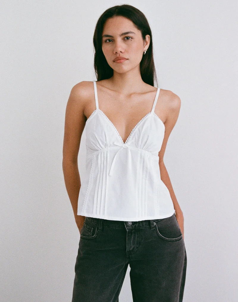 Jepuni Cami Top in White Poplin