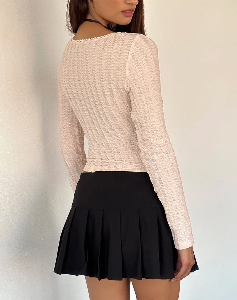 Melissa Textured Long Sleeve Top in Light Peach (Top à manches longues texturées de Melissa)