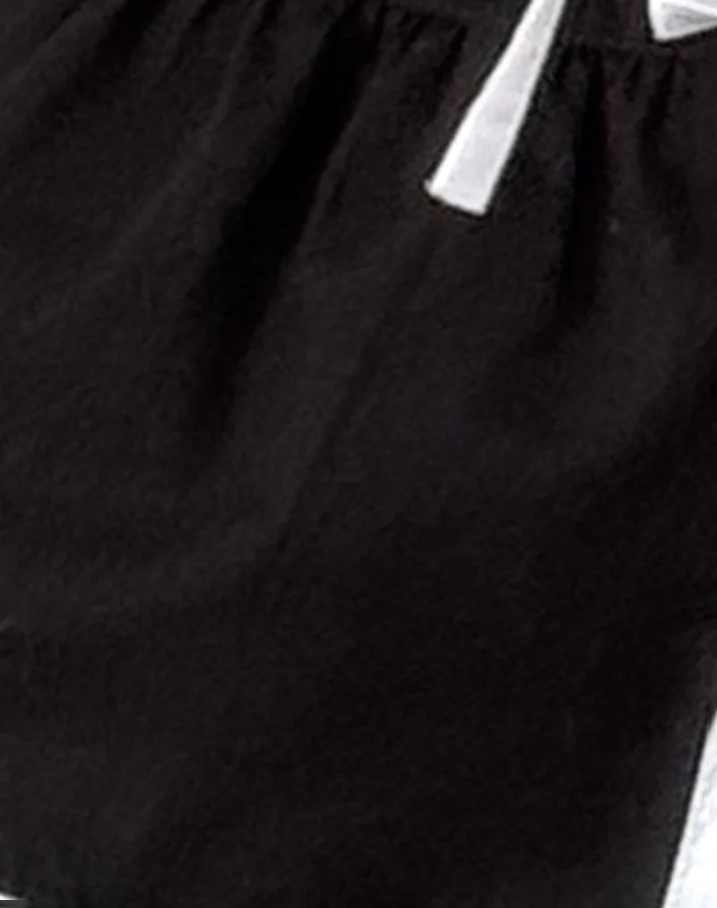 Ryota Tie Front Blouse in Black with White Binding (chemisier à nouer sur le devant)