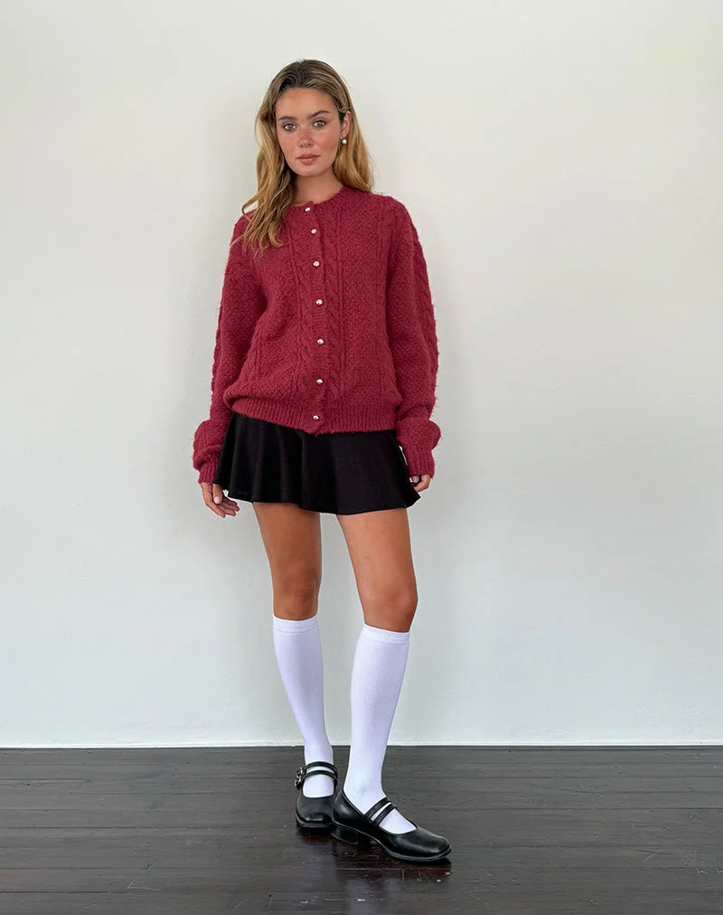 Cardigan Aceso en maille brossée Bourgogne