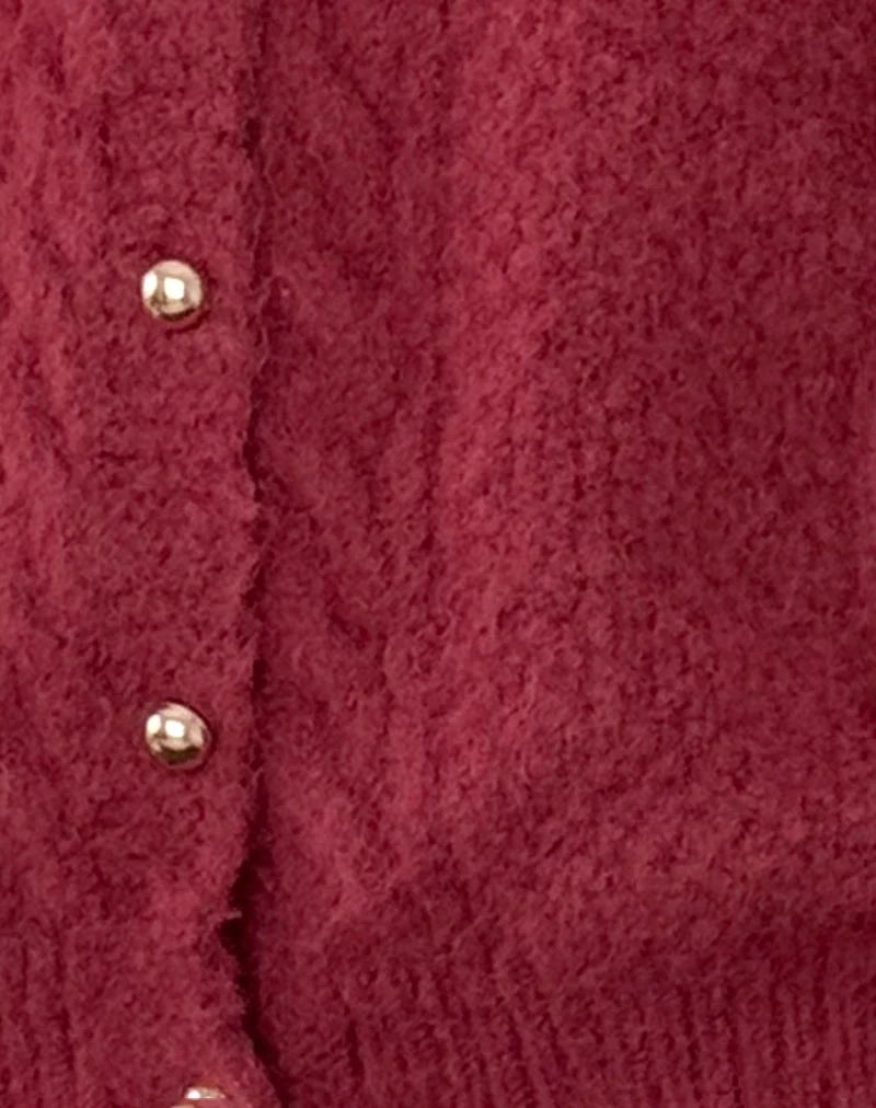 Cardigan Aceso en maille brossée Bourgogne