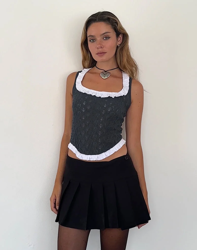 Gilet Roslyn Pointelle, anthracite foncé