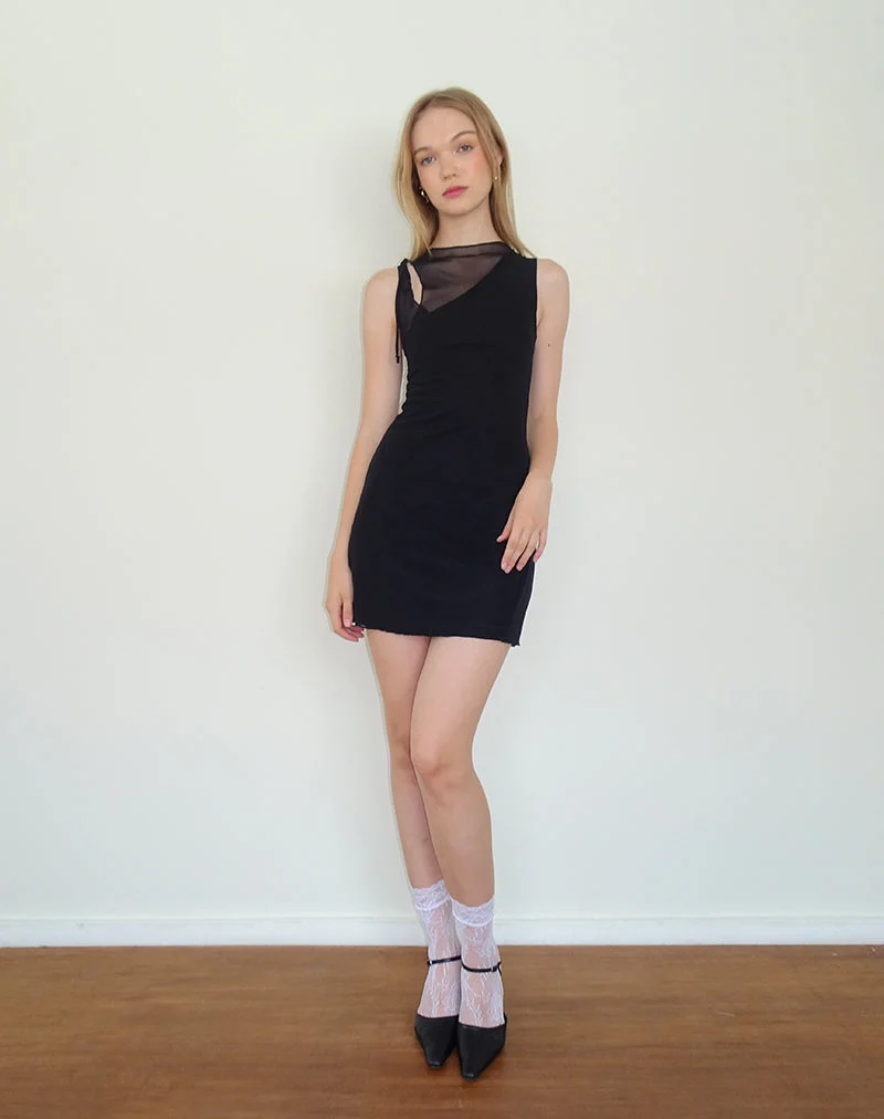 Mini robe asymétrique Masita en noir