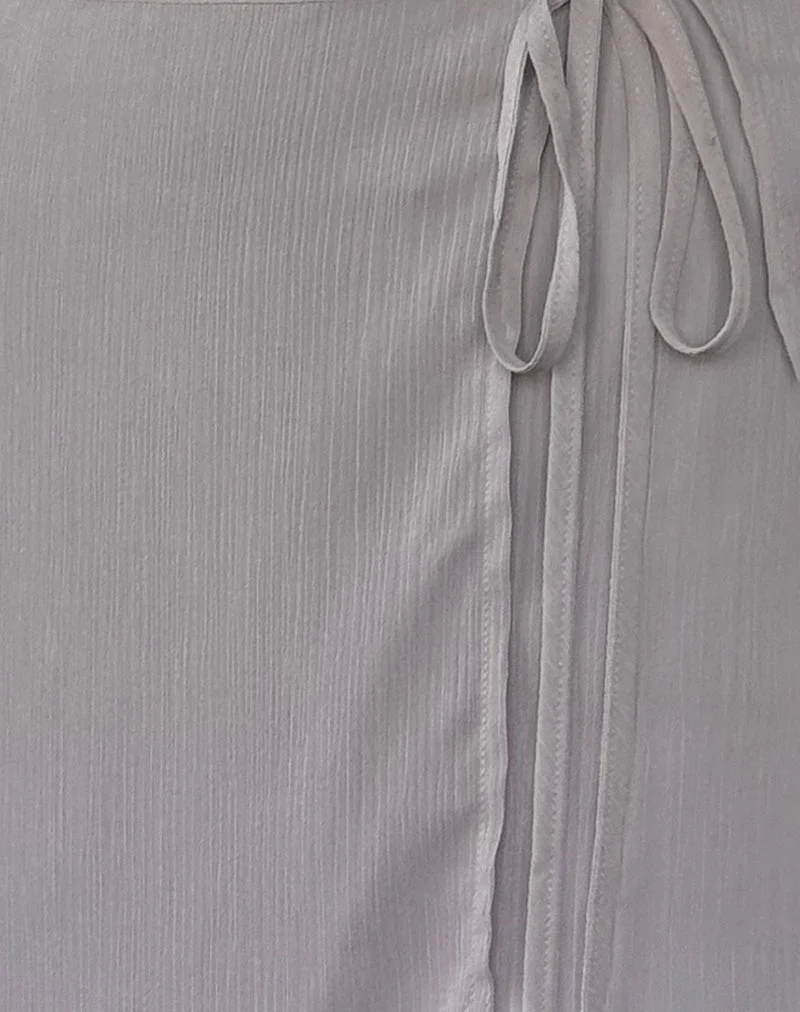 Minijupe enveloppante Keira en mousseline de soie Lilas gris